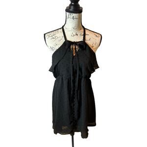 Jack by BB Dakota Black Swiss Dot Halter Dress – Size Small